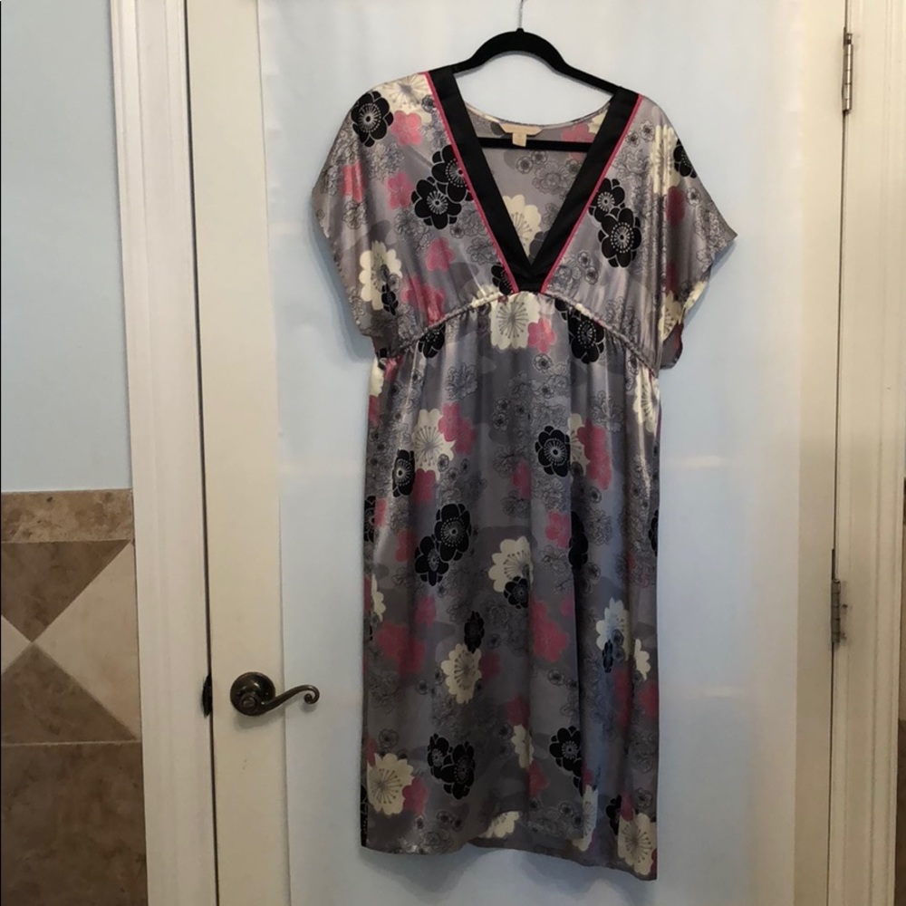 Satin grey floral dress